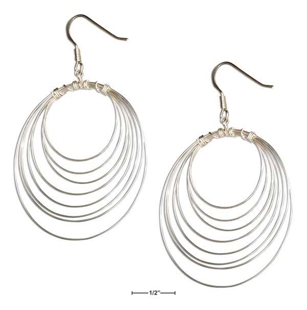 Sterling Silver Multi Circle Dangle Hoop Earrings On French Wires