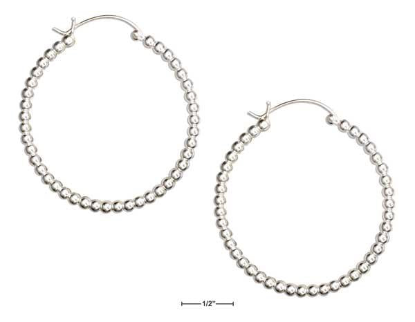 Sterling Silver Large Beaded Hoop Earrings