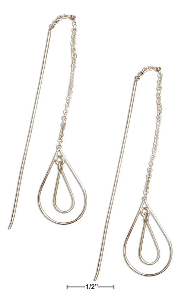 Sterling Silver Double Teardrop Dangles Ear Threader Earrings