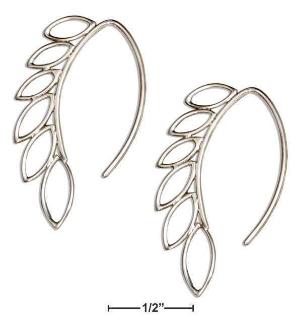 Sterling Silver Oval Vine Leaf Ear Threader Earrings