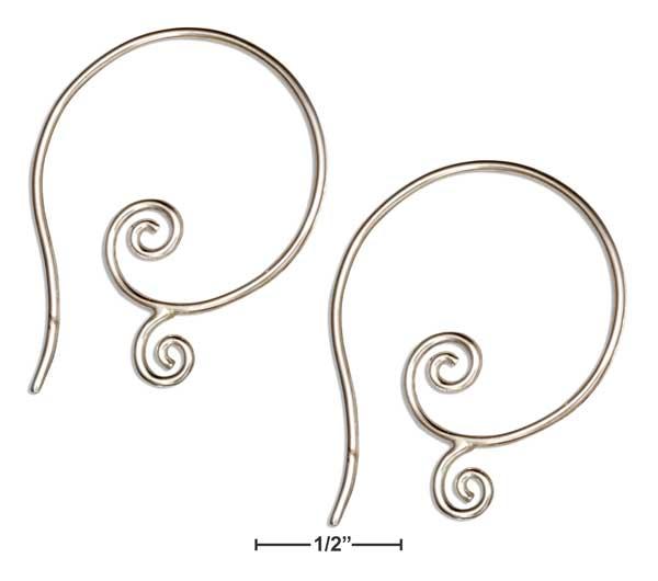 Sterling Silver Tribal Swirls Threader Hoop Earrings