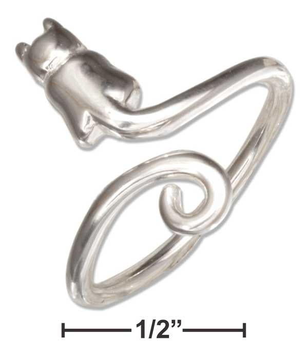 Sterling Silver Adjustable Sitting Cat Wrap Ring