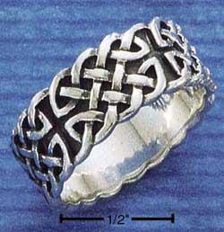 Sterling Silver Mens Antiqued Celtic Band Ring