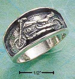 Sterling Silver Mens Motorcycle Band Ring