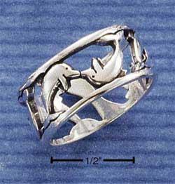 Sterling Silver Dolphin Open Band Ring