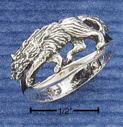 Sterling Silver Wolf Ring