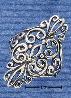 Sterling Silver Antiqued Long Filigree Ring