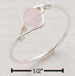 Sterling Silver Rose Quartz Bead Wire Ring