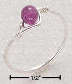 Sterling Silver Amethyst Bead Ring