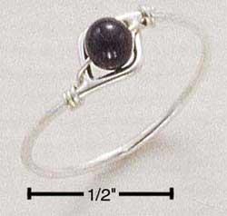 Sterling Silver Wire Ring With Onyx Beads