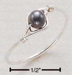 Sterling Silver Synthetic Hematite Bead Wire Ring