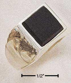 Sterling Silver Men's Square Obsidian Ring