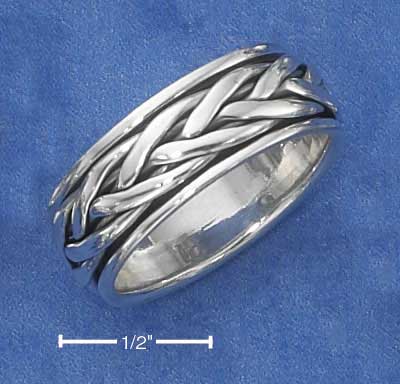 Sterling Silver Antiqued Braided Worry Ring