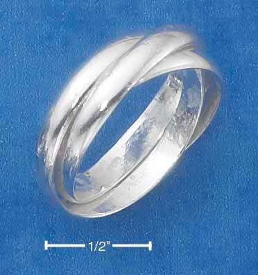 Sterling Silver 3mm High Polish Three Band Slide Ring