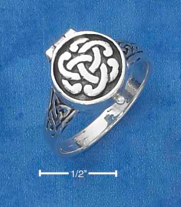 Sterling Silver Antiqued Celtic Knot Poison Ring