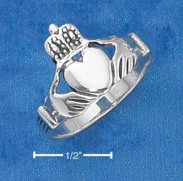 Sterling Silver Large Claddagh Heart In Hands Ring