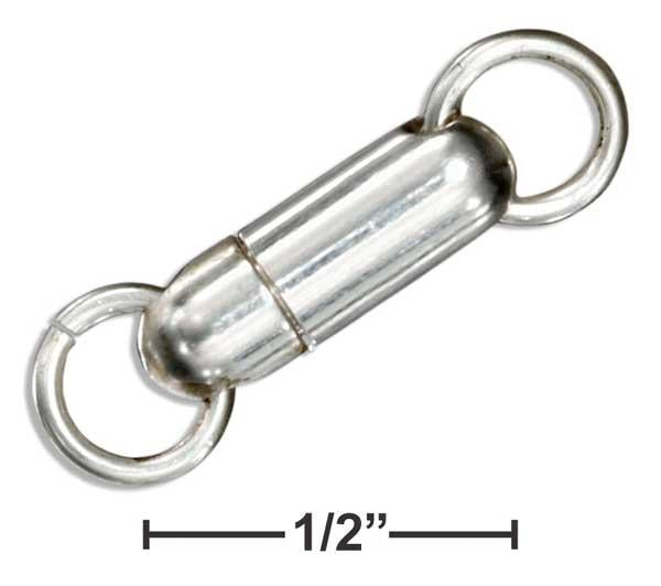 Sterling Silver 4x14mm Capsule Shaped Magnetic Clasp