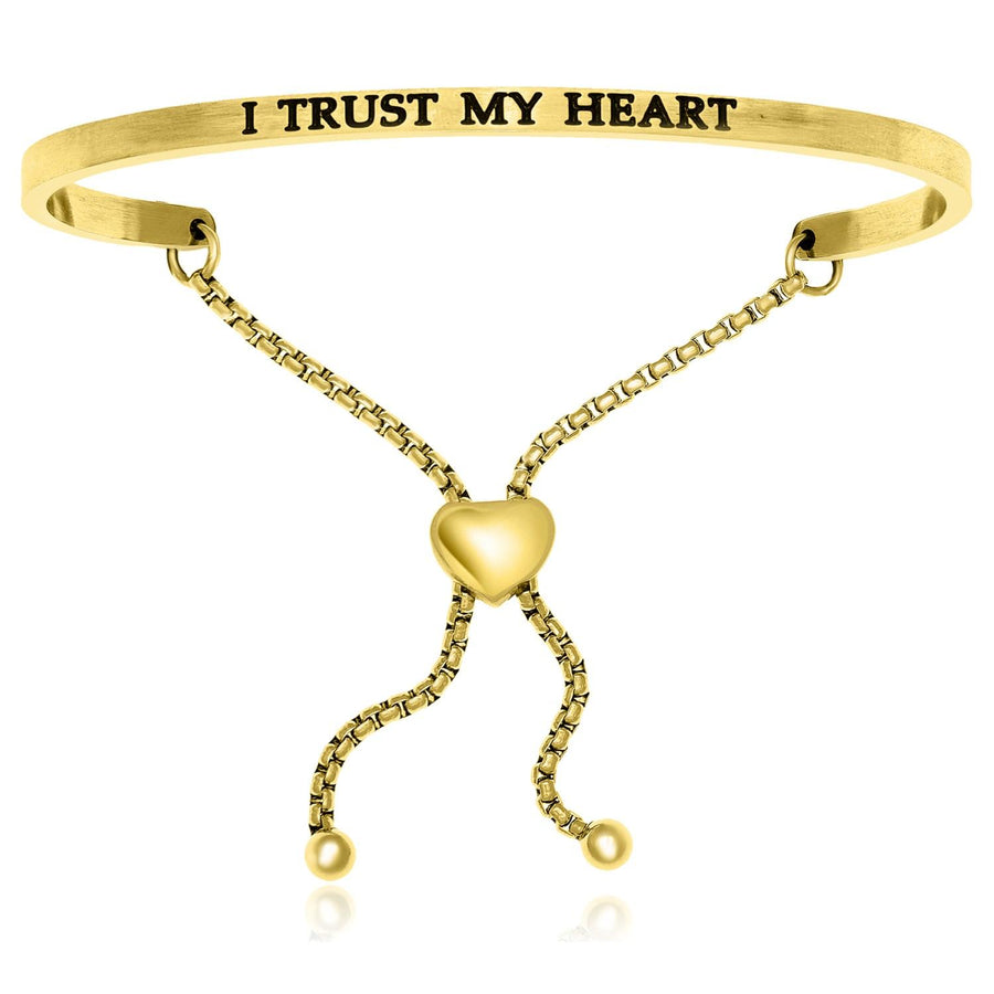 Yellow Stainless Steel I Trust My Heart Adjustable Bracelet