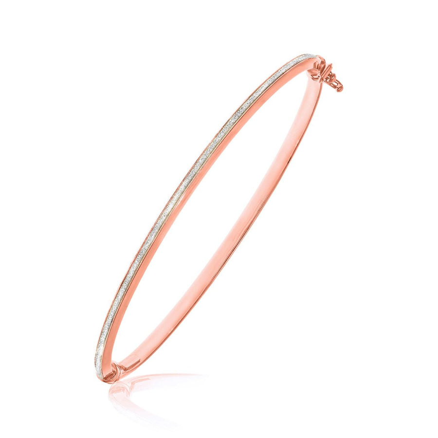 14k Two-Tone Gold Textured Center Slender Bangle