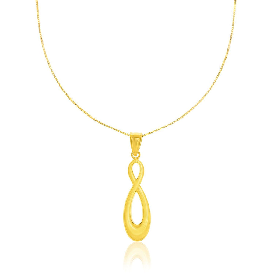 14k Yellow Gold Shiny Infinity Style Pendant