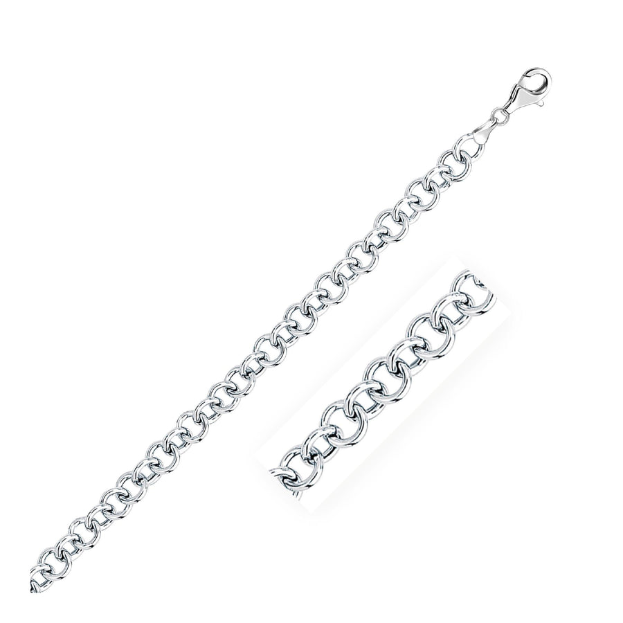 7.0mm 14k White Gold Link Charm Bracelet