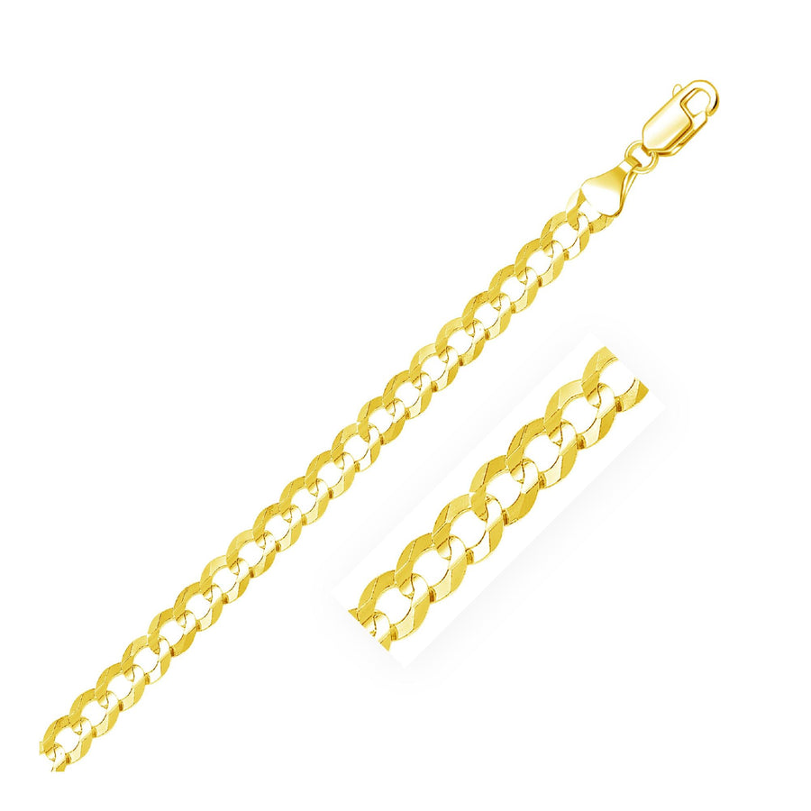 5.7mm 14k Yellow Gold Solid Curb Bracelet