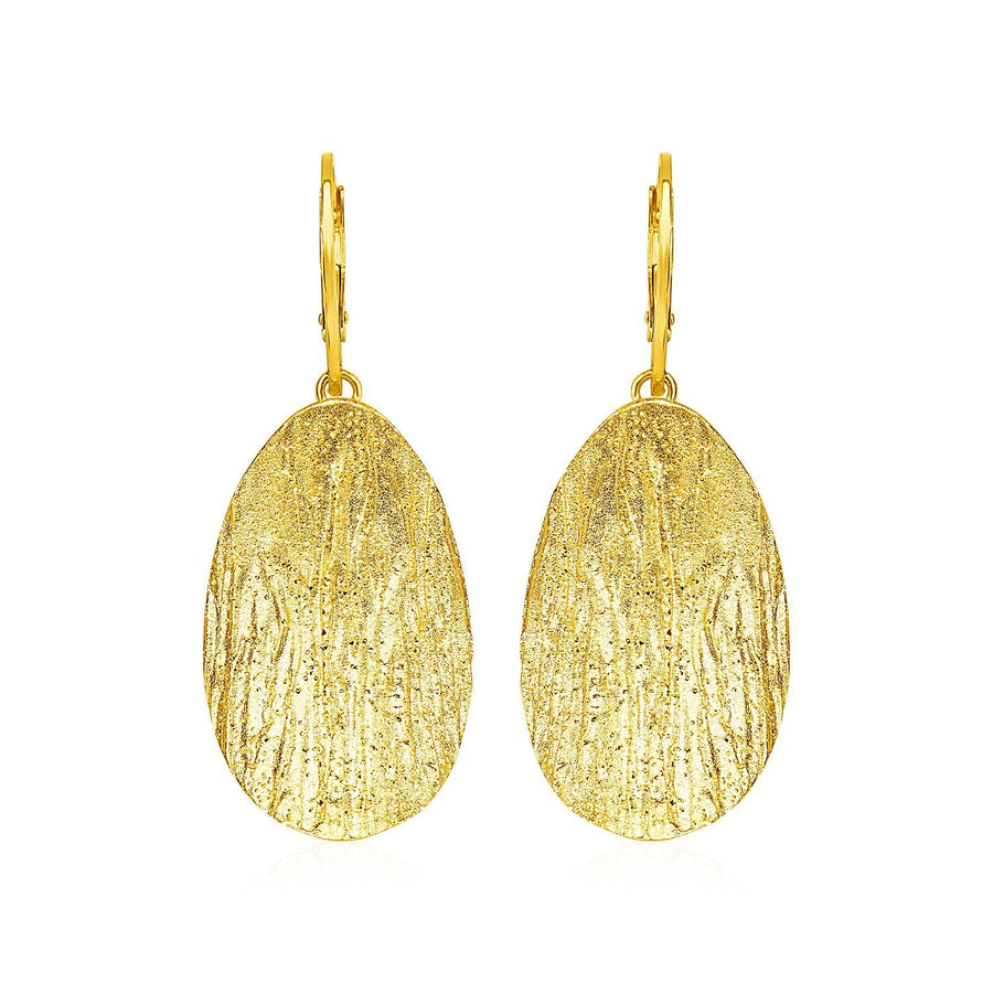 Textured Oval Earrings with Yellow Finish in Sterling Silver