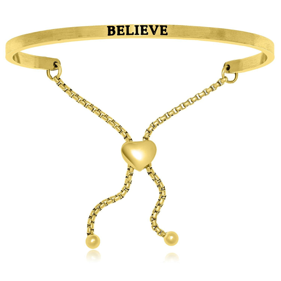 Yellow Stainless Steel Believe Adjustable Bracelet