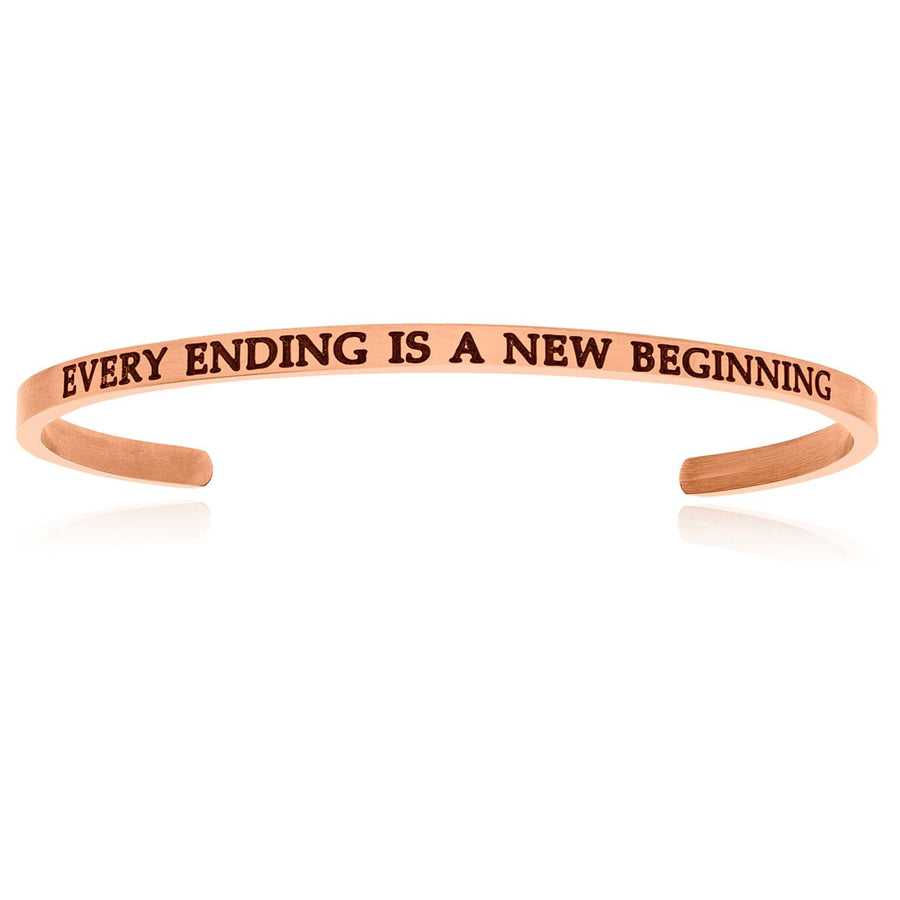 Pink Stainless Steel Every Ending Is A New Beginning Cuff Bracelet