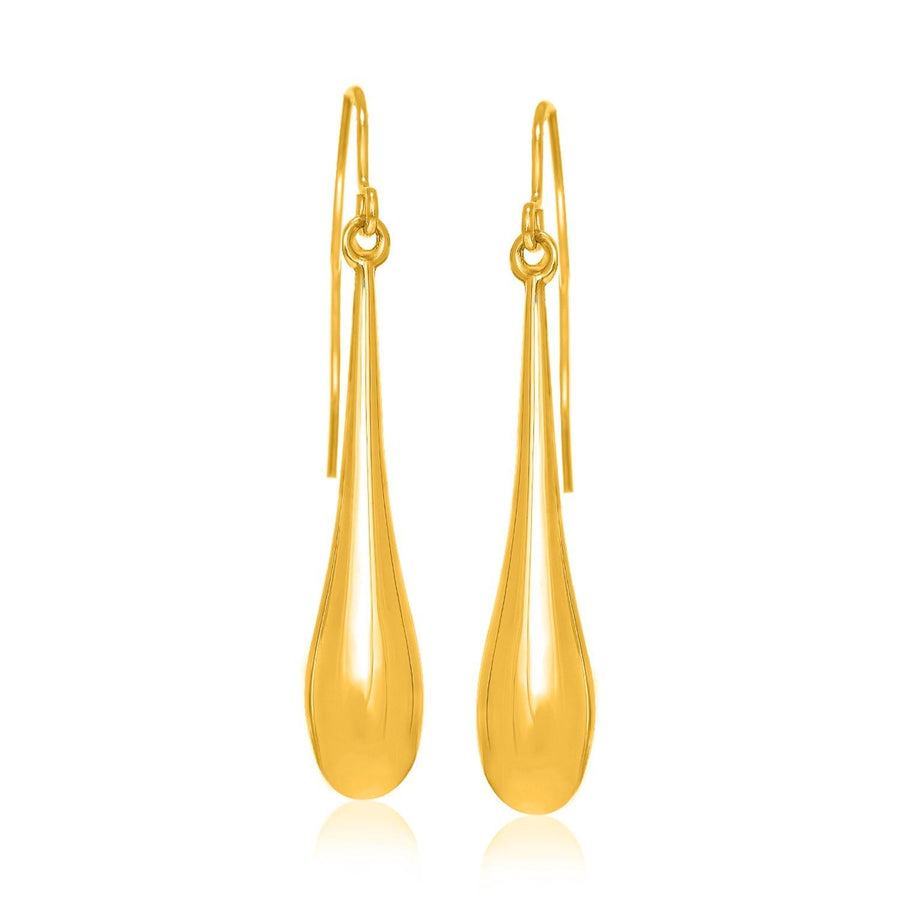 Fancy Puffed Teardrop Polished Earrings in 10k Yellow Gold