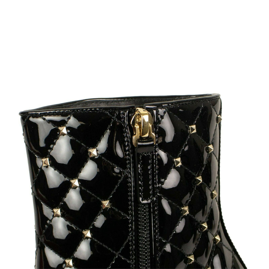 Leather 'Rockstud' Spike Ankle Boots - Black