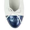 Pebbled Leather Cap Toe Flats - White / Blue