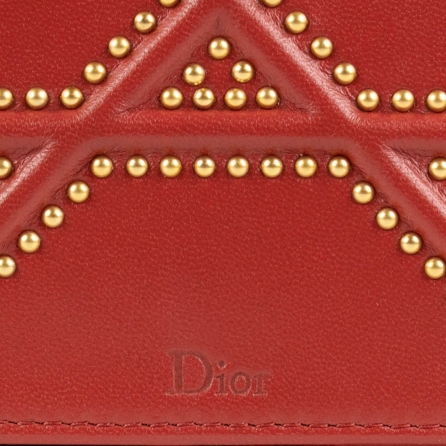 Diorama Lambskin Studded Pouch Shoulder Bag - Red