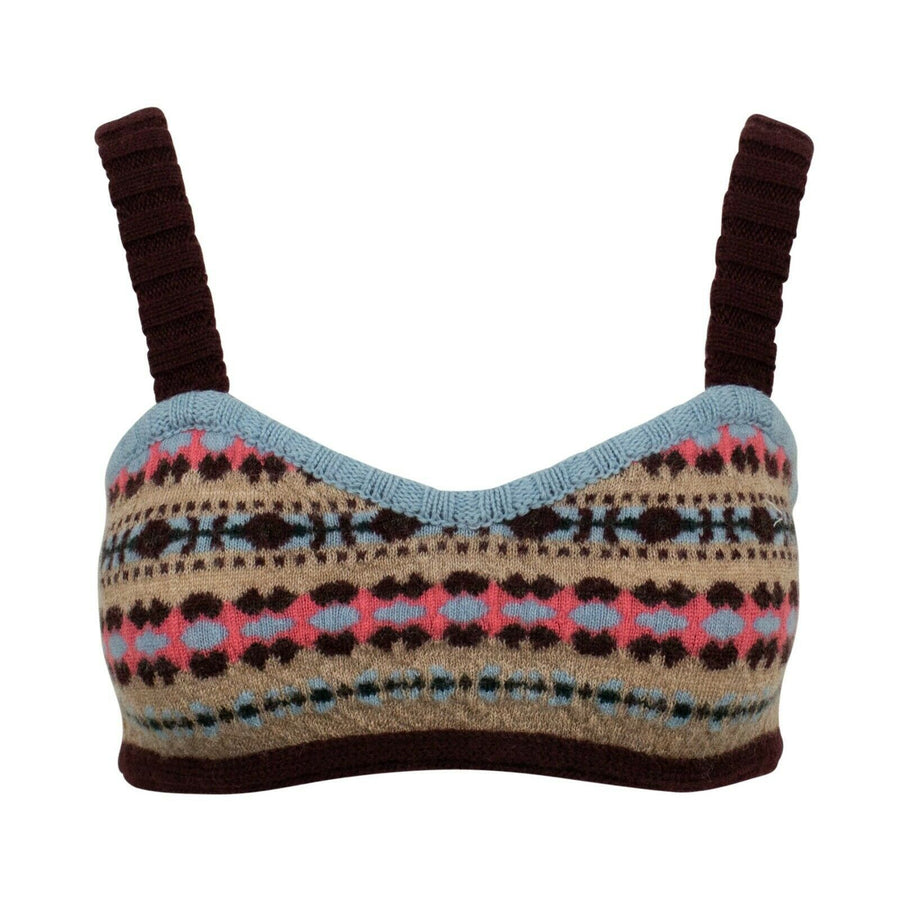 Wool Fair Isle Design Bralette Top - Multi