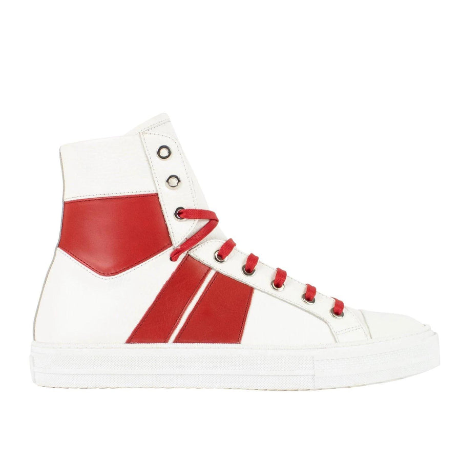 Men's Sunset Leather Sneakers - White/Red