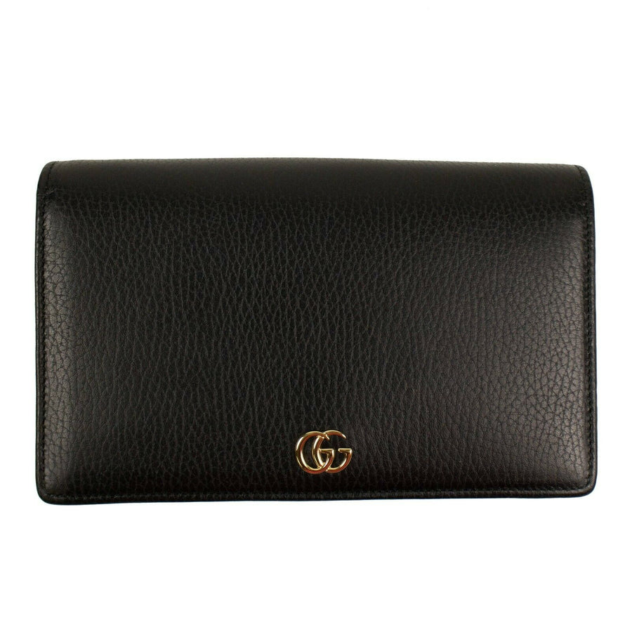 GG Marmont Leather Mini Chain Shoulder Bag - Black