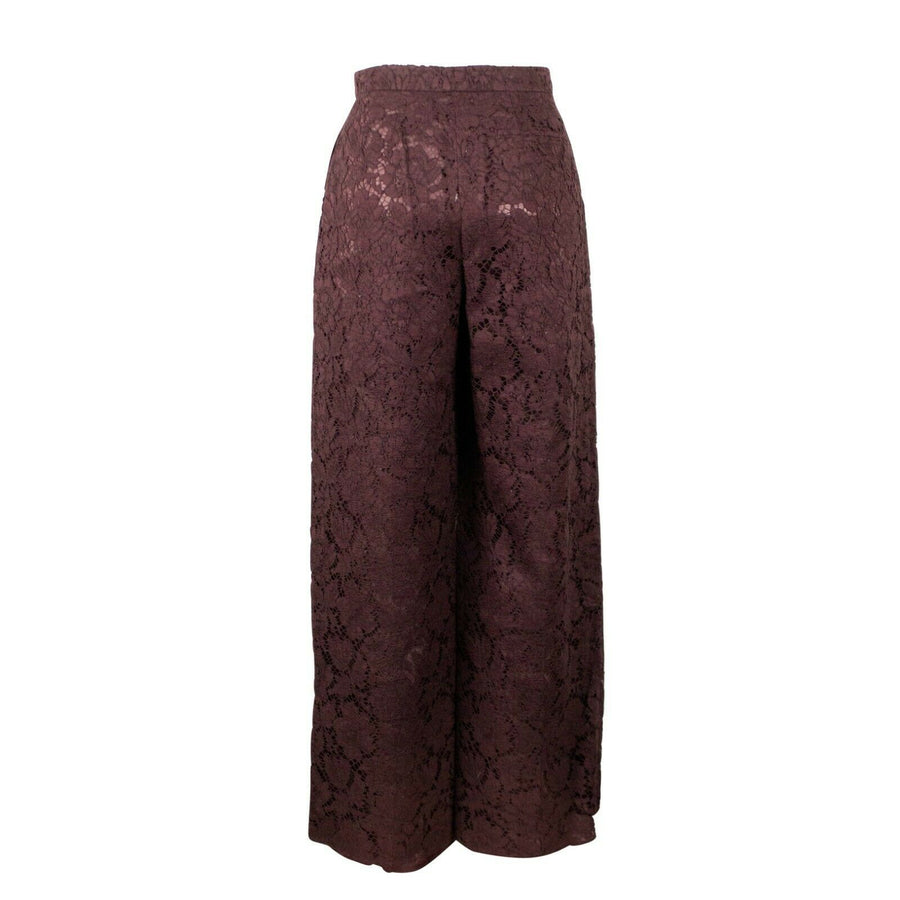 Lace Wide Leg Pants - Burgundy