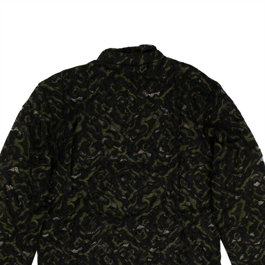 Lace Long Sleeve Turtleneck Shirt - Black / Green