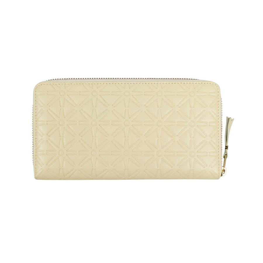 Leather Star Embossed Wallet - Cream