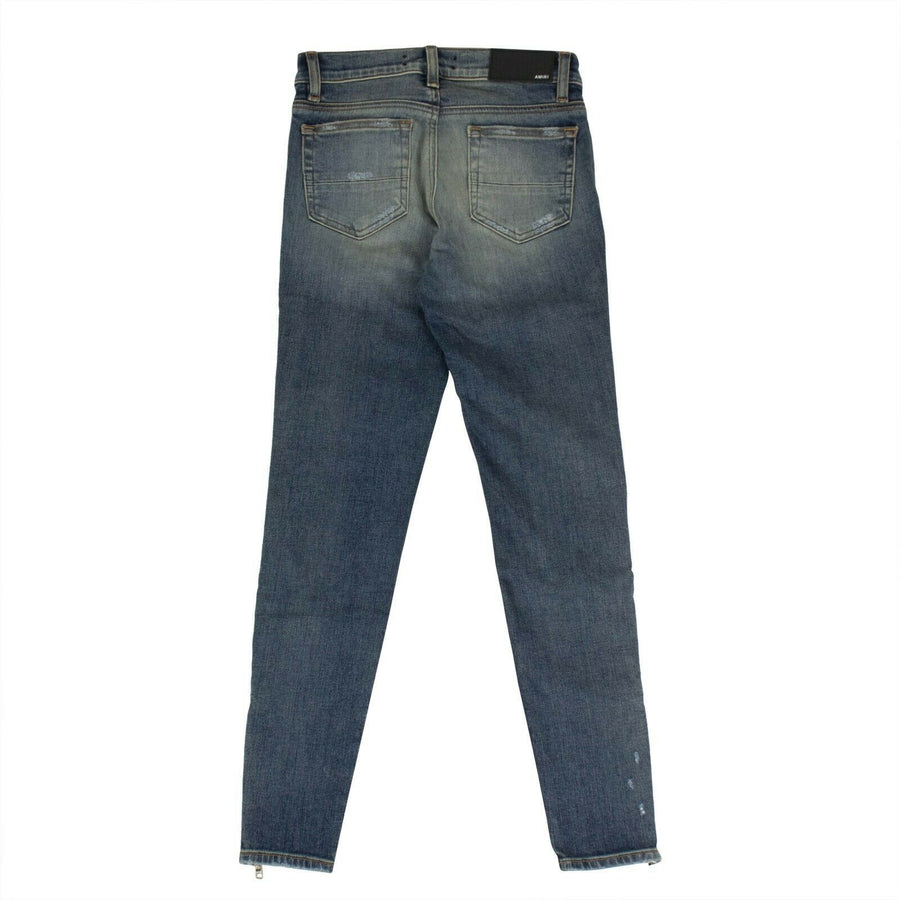 Denim Skinny MX1 Leather Patch Jeans - Blue