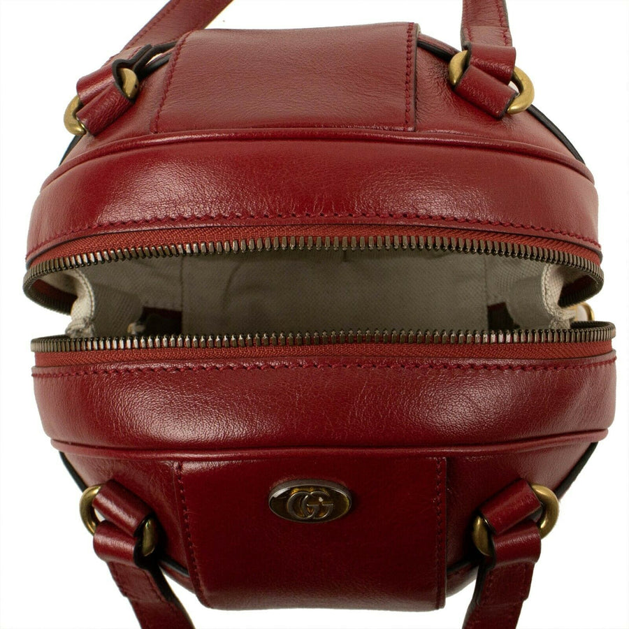 Leather Mini 'Tifosa' Convertible Strap Ball Shoulder Bag - Red