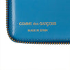 Leather Letter Embossed Small Wallet - Blue