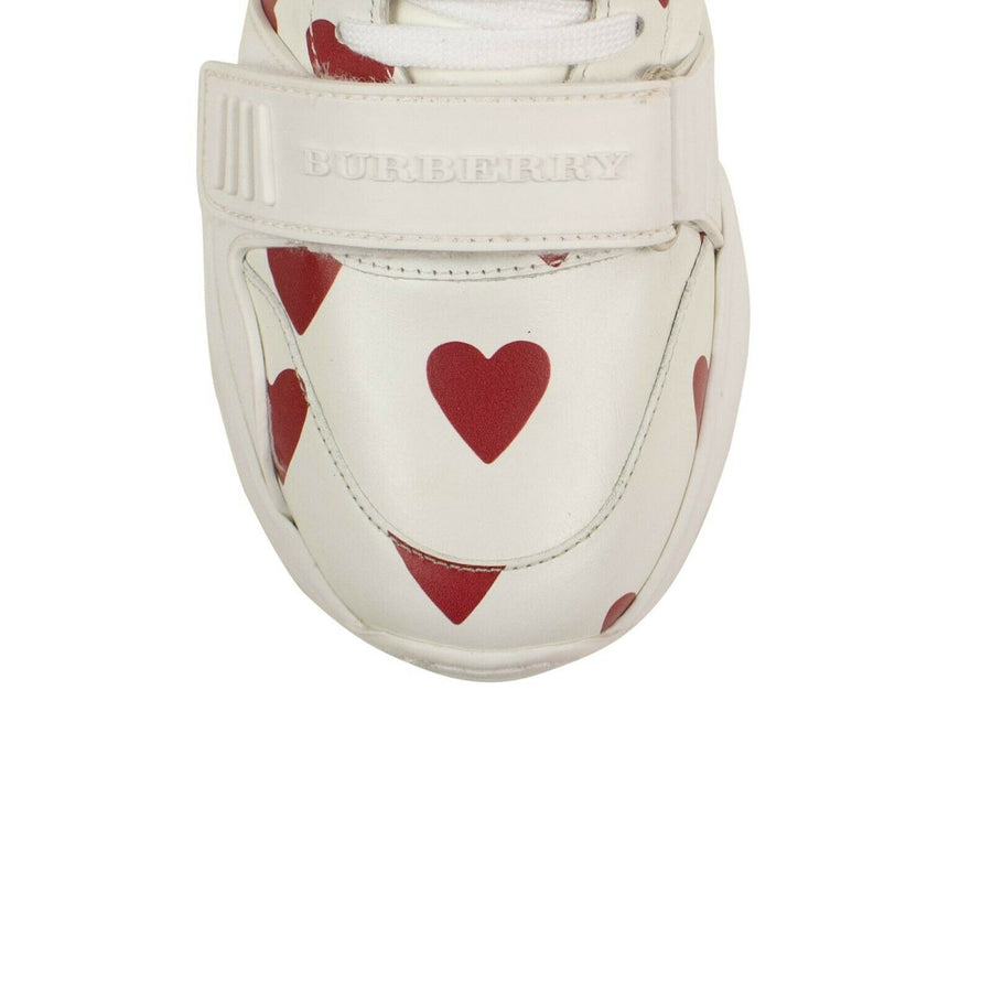 Regis Heart Print High-Top Sneakers - White