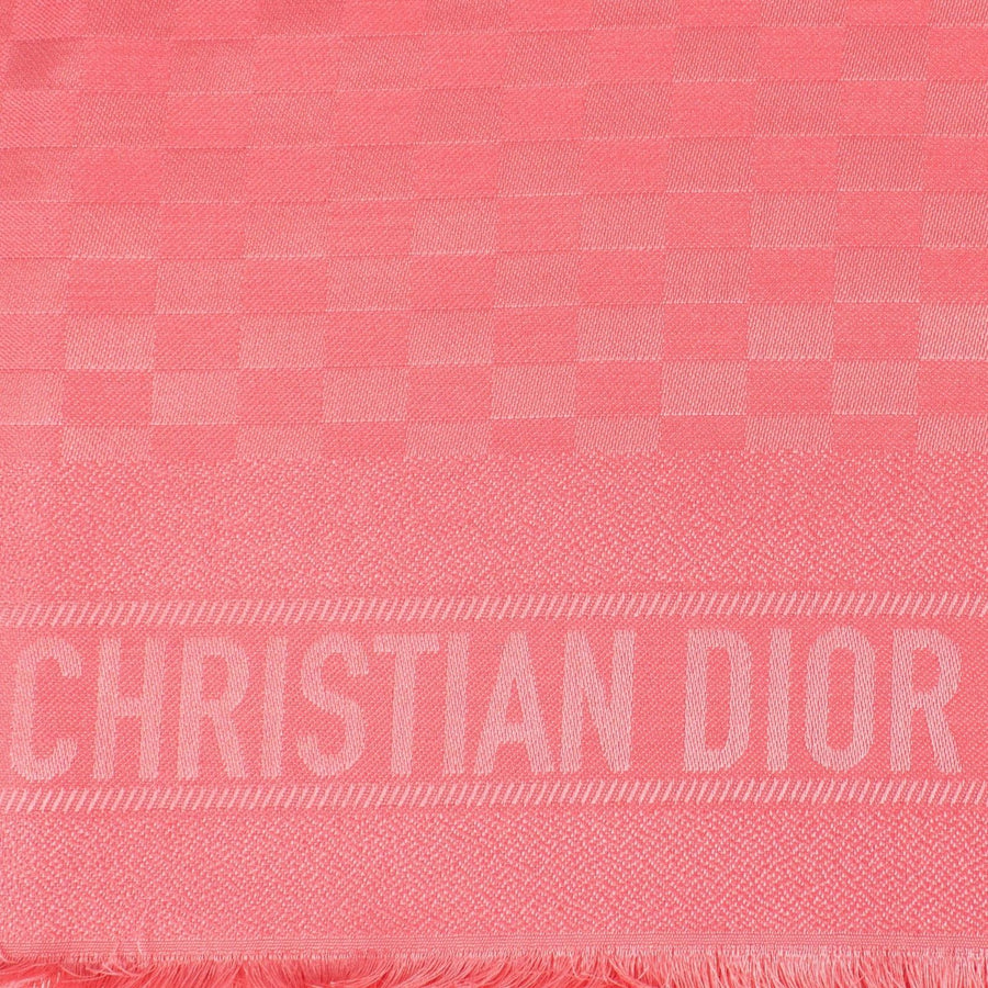 D-Check Silk-Wool Scarf - Pink