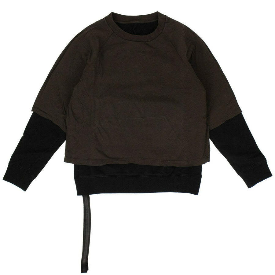 Cotton Layered Sweatshirt - Black And Brown