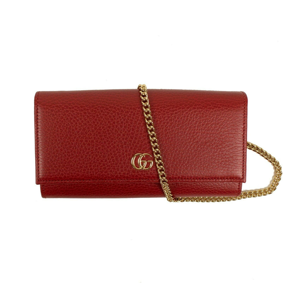 GG Marmont Leather Mini Chain Shoulder Bag - Red