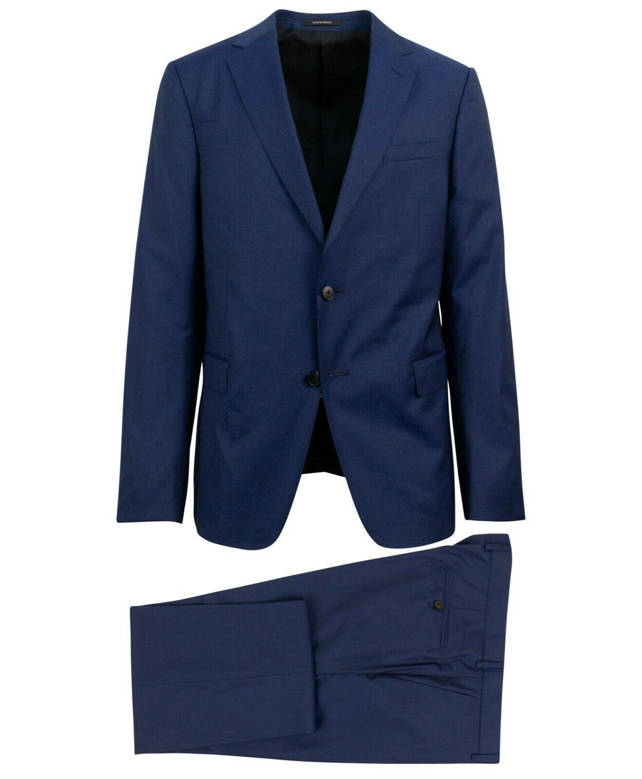 Z ZEGNA Solid Wool Two Button Suit - Navy Blue