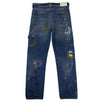 Cotton Painted Denim Pants - Blue