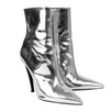 Patent Leather Slash Ankle Boots - Silver