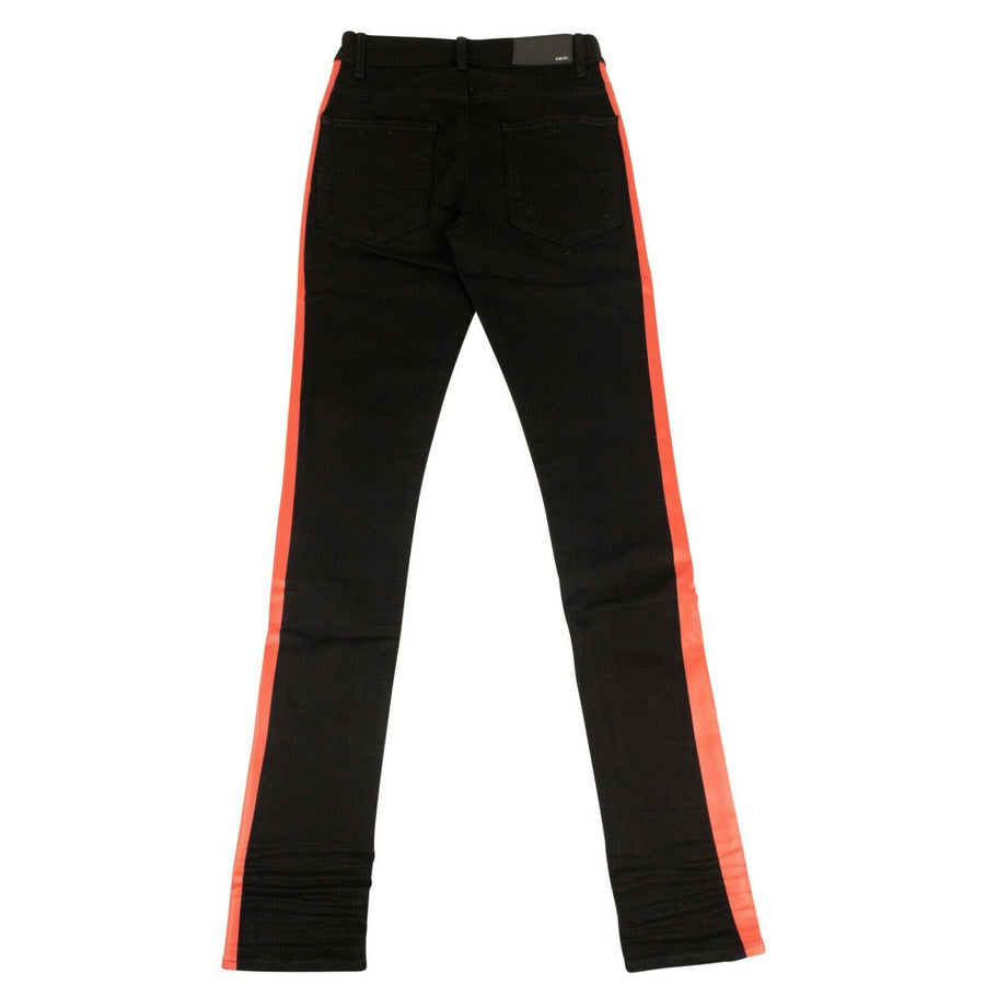 Denim Skinny Red Side Stripe Jeans - Black